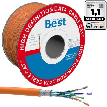 Germany B.e.s.t CAT.7 100m Simplex Verlegekabel BEST Gigabit Netzwerkkabel KUPFER Halogenfrei PIMF POE 10Gbit