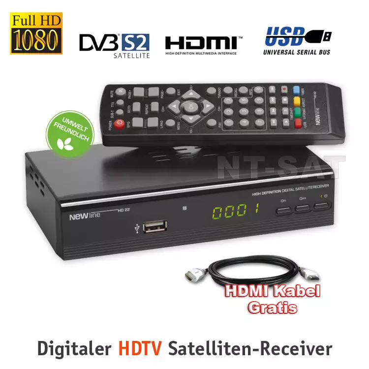 NEWLINE HD22 HDTV Digital Satellite Receiver Reception Newline 3D USB ...