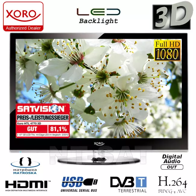 Full HD Fernseher Xoro HTL 4770 3D 119,3cm (47 Zoll) HD DVB T